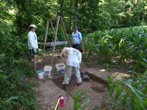 Summer 2011 interns excavate to help answer research questions about slave quarters at Fairfield Plantation. 